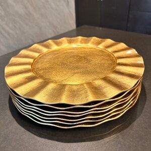 Set of 7 Round Gold Charger Plates 13"